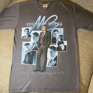 2008 Michael Bublé gray short sleeve t-shirt concert tour call me irresponsible